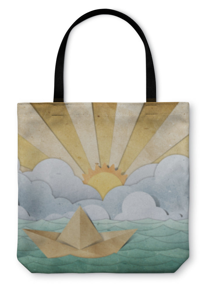 Origami Paper Boat Recycled Paper Tote Bag
